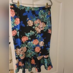 ASOS Curve Floral Midi Skirt With Fluted Hem ~ Vintage